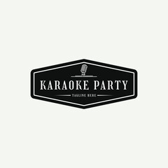 Karaoke Bar Party logo design creative idea with microphone and for lead sing song, event, music party