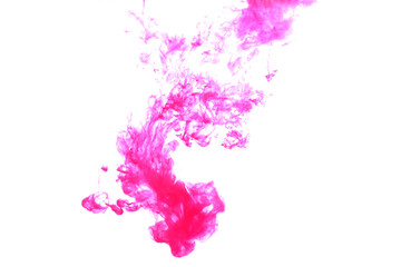 Red-Pink Color dye melt in water on white background,Abstract smoke pattern,Colored liquid...