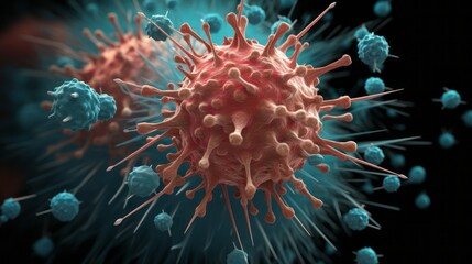 Obraz premium Close-up of a macrophage virus infected with a virus.