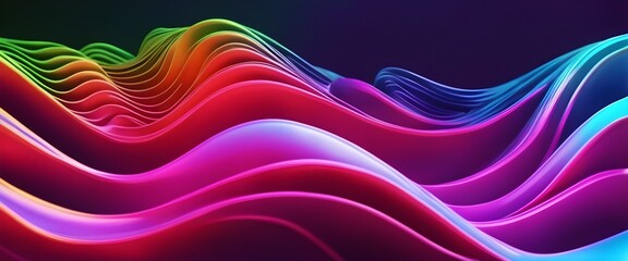 Fototapeta premium Neon Wave Background, Colorful big neon waves, Abstract waves. Generative AI 