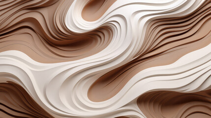 Abstract wavy 3d render style background in light color. Beautiful geometric background with curves. 