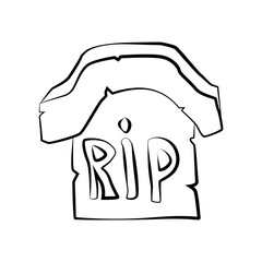 Grave RIP Halloween Concept Line Icon On White Background