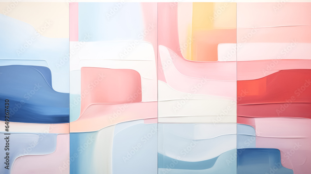 Poster an artist delicately overlaps soft pastel blocks of color, creating a mesmerizing visual.