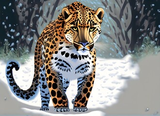 leopard in snow
