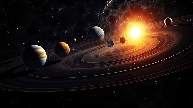 Solar system exploration as spacecraft visit planets, revealing the wonders of our celestial neighbors in breathtaking detail. Planetary discovery, cosmic odyssey. Generated by AI.