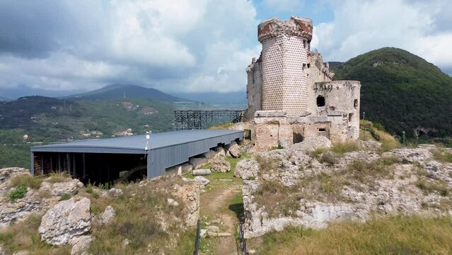 Aerial image of Ligurian castle Govone 