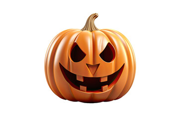 calabaza naranja de halloween con cara de terror sobre fondo trasparente. Concepto celebraciones, decoraciones