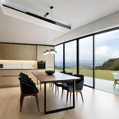 Simple modern minimalist house with beautiful view generative AI