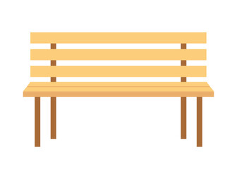Bench for outdoor seating. Brown wooden bench. Vector