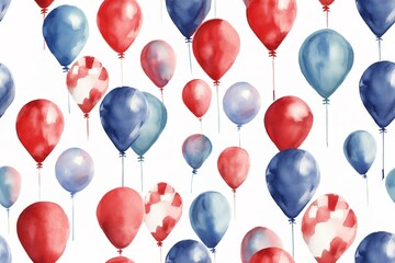 watercolor 4th of july balloons