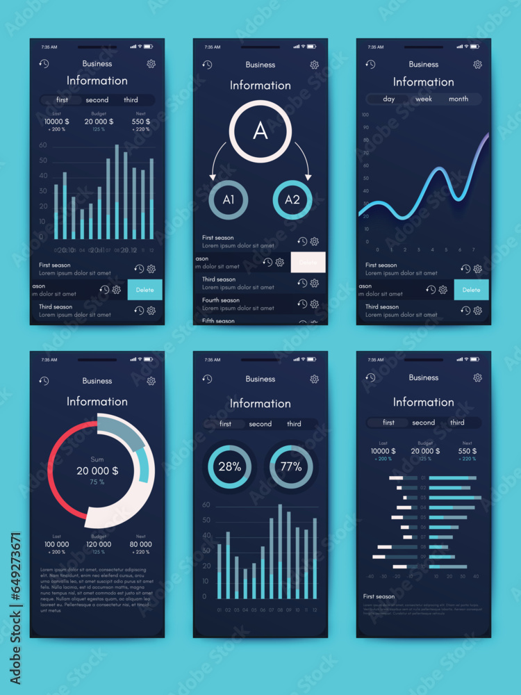 Aufkleber vector graphics infographics with mobile phone. template for creating mobile applications, workflow 