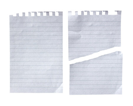 Torn paper piece on transparent background with copy space. Ripped paper png. Blank notebook page.
