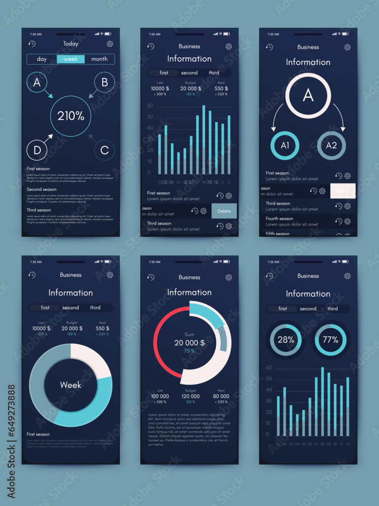 Aufkleber vector graphics infographics with mobile phone. template for creating mobile applications, workflow 