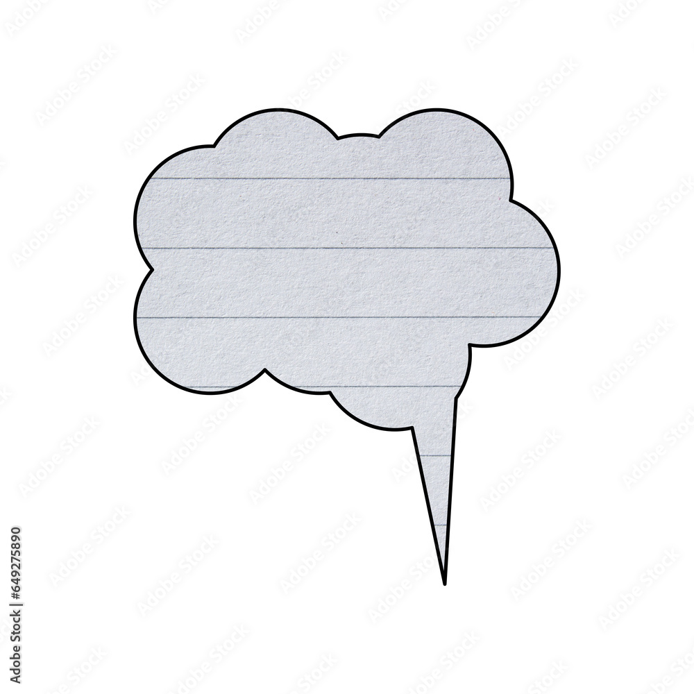 Poster white lined paper speech bubble on transparent background with copy space. chat balloon png. communi