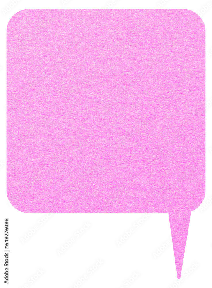 Poster pink paper speech bubble on transparent background with copy space. chat balloon png. communication 