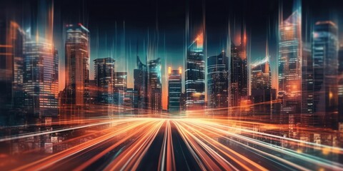 Fototapeta premium High-Speed Journey through the City at night