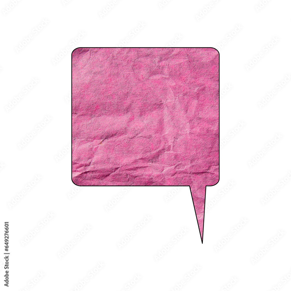 Poster pink paper speech bubble on transparent background with copy space. chat balloon png. communication 