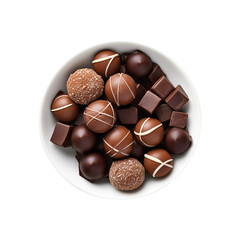 bowl of chocolate candies isolated on transparent background Remove png, Clipping Path