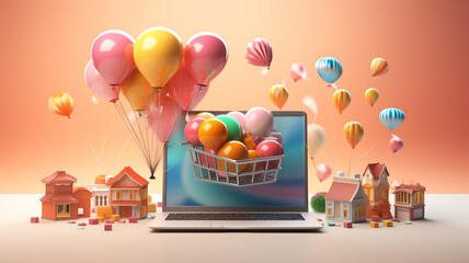3d of shopping concept.Business concept.Generative AI