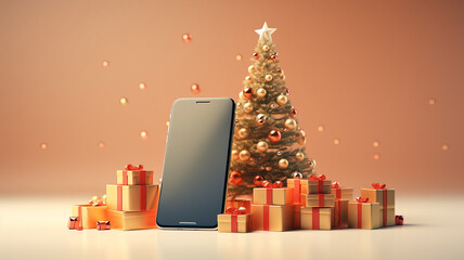 3d of shopping concept. Christmas concept.Generative AI