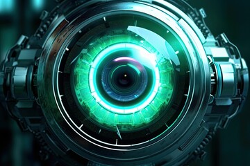 Fototapeta na wymiar ai robotic eye iris world