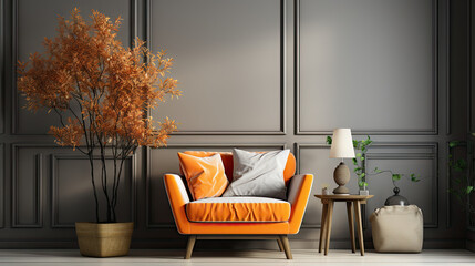 Contemporary Living Room with Wooden Accents and Vibrant Furnishings