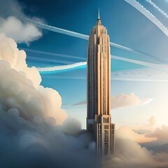city skyline with clouds generative AI