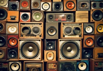 Vintage Audio Speakers arranged One on Top of the other