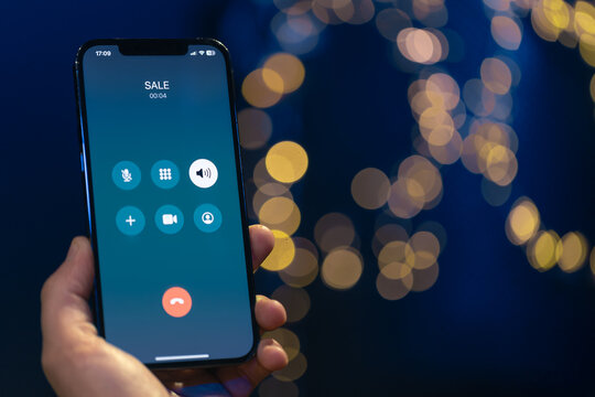 Incoming call screen from Sale, close up.