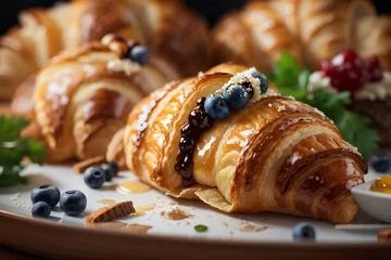 Foto op Plexiglas croissant with blueberry jam © Angelica Lovelynda