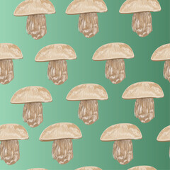 seamless pattern with mushrooms on a green background. vector graphic for paper, textile, web.