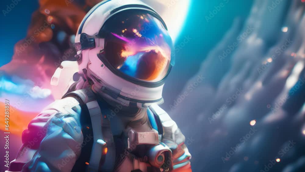 Wall mural a man in a space suit against a vibrant backdrop. generative ai