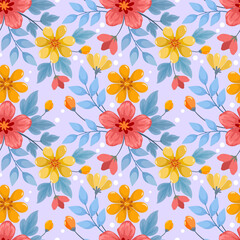 Cute colorful flowers seamless pattern. Can be used for fabric textile wallpaper.