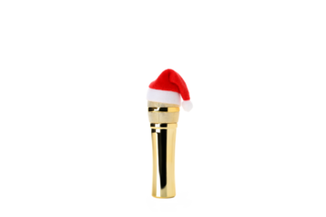 PNG, Microphone with Santa hat isolated on white background