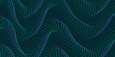 Fototapeta premium Abstract gradient blue wavy flowing dynamic smooth curve lines isolated on black background. Design used for presentation, web design, cover, web, texture, technology, science, data, music, magazine.