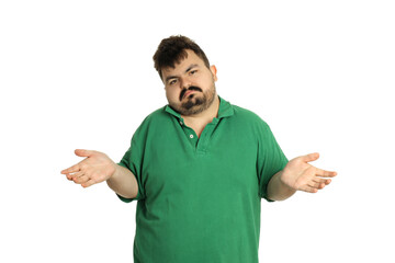PNG, Concept of people, young fat man isolated on white background