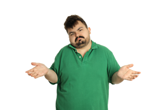 PNG, Concept of people, young fat man isolated on white background - Powered by Adobe