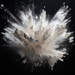 abstract white powder explosion on black background, ai technology - obrazy, fototapety, plakaty