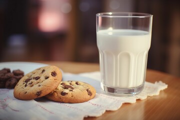 A Festive Christmas-Inspired Scene Featuring a Tempting Glass of Milk and a Scrumptious Array of Cookies, Perfect for Embracing the Warmth and Magic of the Season