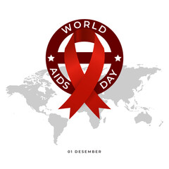 World Aids Day poster with ribbon hiv prevention month with white background
