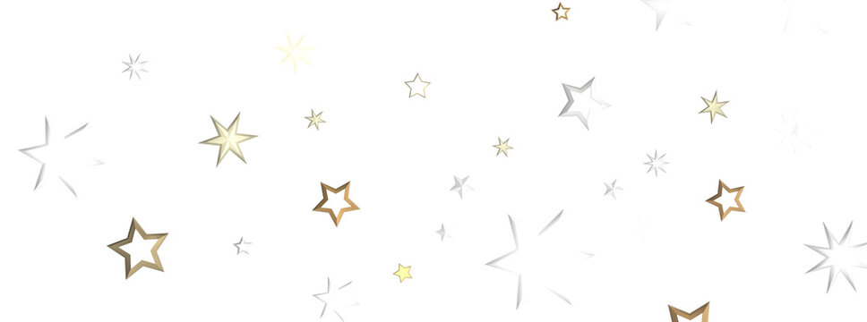 XMAS Stars. Confetti Celebration, Falling Golden Abstract Decoration For Party, Birthday Celebrate,