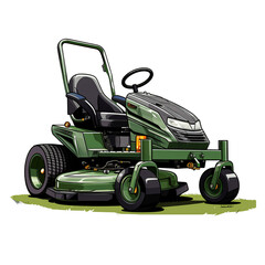 Fototapeta premium Green lawn mower, isolated on the transparent background PNG. 