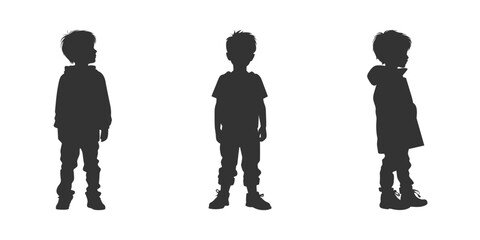 Child boy silhouette. Vector illustration.