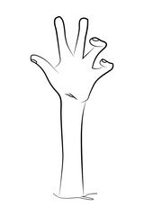 Halloween zombie hand line style icon design