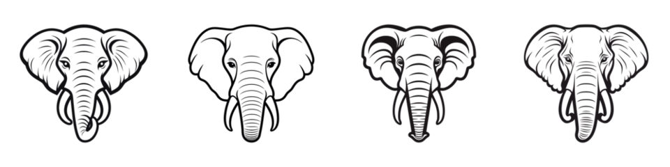 Foto op Aluminium Set of elephant head silhouette. Vector illustration. © Татьяна Петрова
