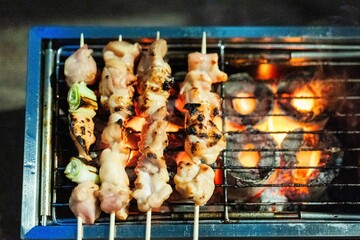 簡易バーベキューで焼き鳥