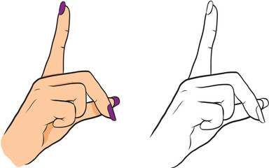 Shhh hand vector line drawing icon, quiet please sign hand