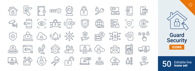 Security icons Pixel perfect. Home, door, key, ....