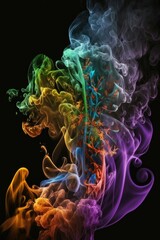 Abstract multicolored smoke on a black background. Background from the smoke of ink