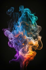 Colorful smoke isolated on black background. Abstract background for design